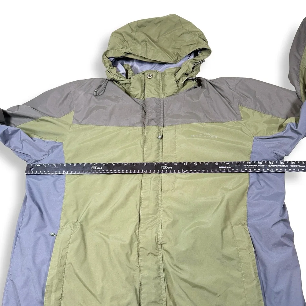Eddie Bauer WeatherEdge Rain Jacket Mens Large Green Waterproof Hooded Shell